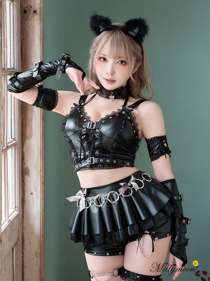 【13点セット】Malymoon マリームーン スタッズレザーボンテージキャット ブラック mlcs2510300