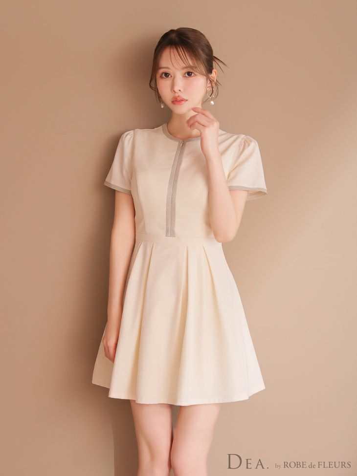 DEA. ディア バイ ローブドフルール クラシカルフロントパイピングフレアミニキャバドレス de3357-c