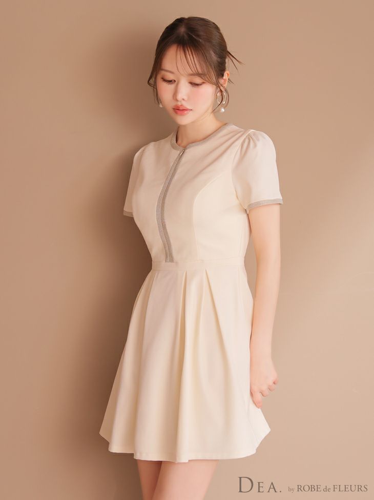 DEA. ディア バイ ローブドフルール クラシカルフロントパイピングフレアミニキャバドレス de3357-c