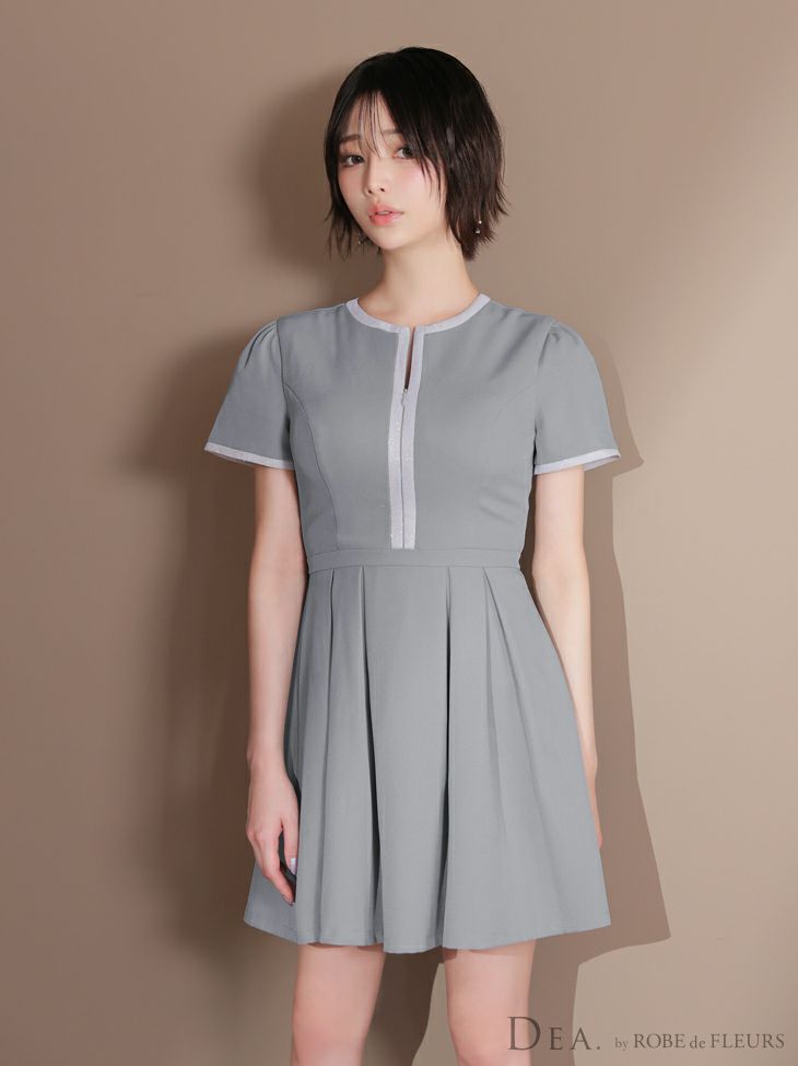 DEA. ディア バイ ローブドフルール クラシカルフロントパイピングフレアミニキャバドレス de3357-c