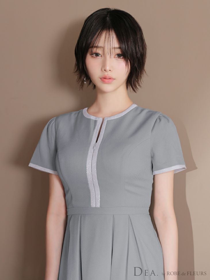 DEA. ディア バイ ローブドフルール クラシカルフロントパイピングフレアミニキャバドレス de3357-c