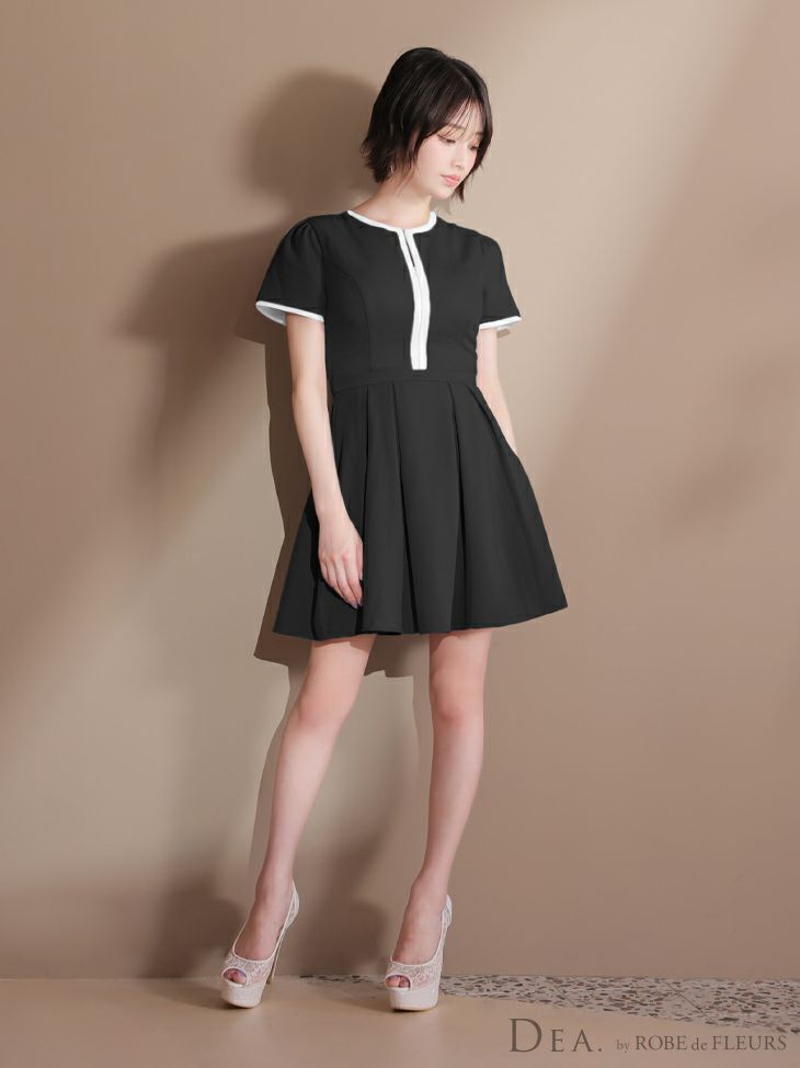 DEA. ディア バイ ローブドフルール クラシカルフロントパイピングフレアミニキャバドレス de3357-c