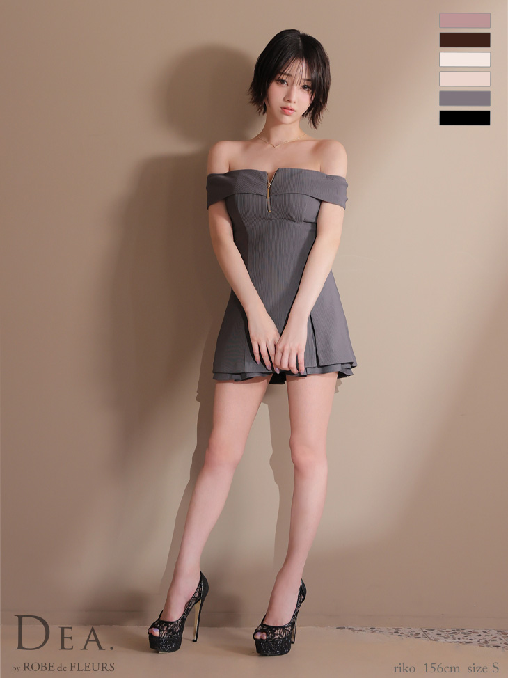 DEA. ディア バイ ローブドフルール バストジップオフショルセットアップフレアミニキャバドレス de4217-c