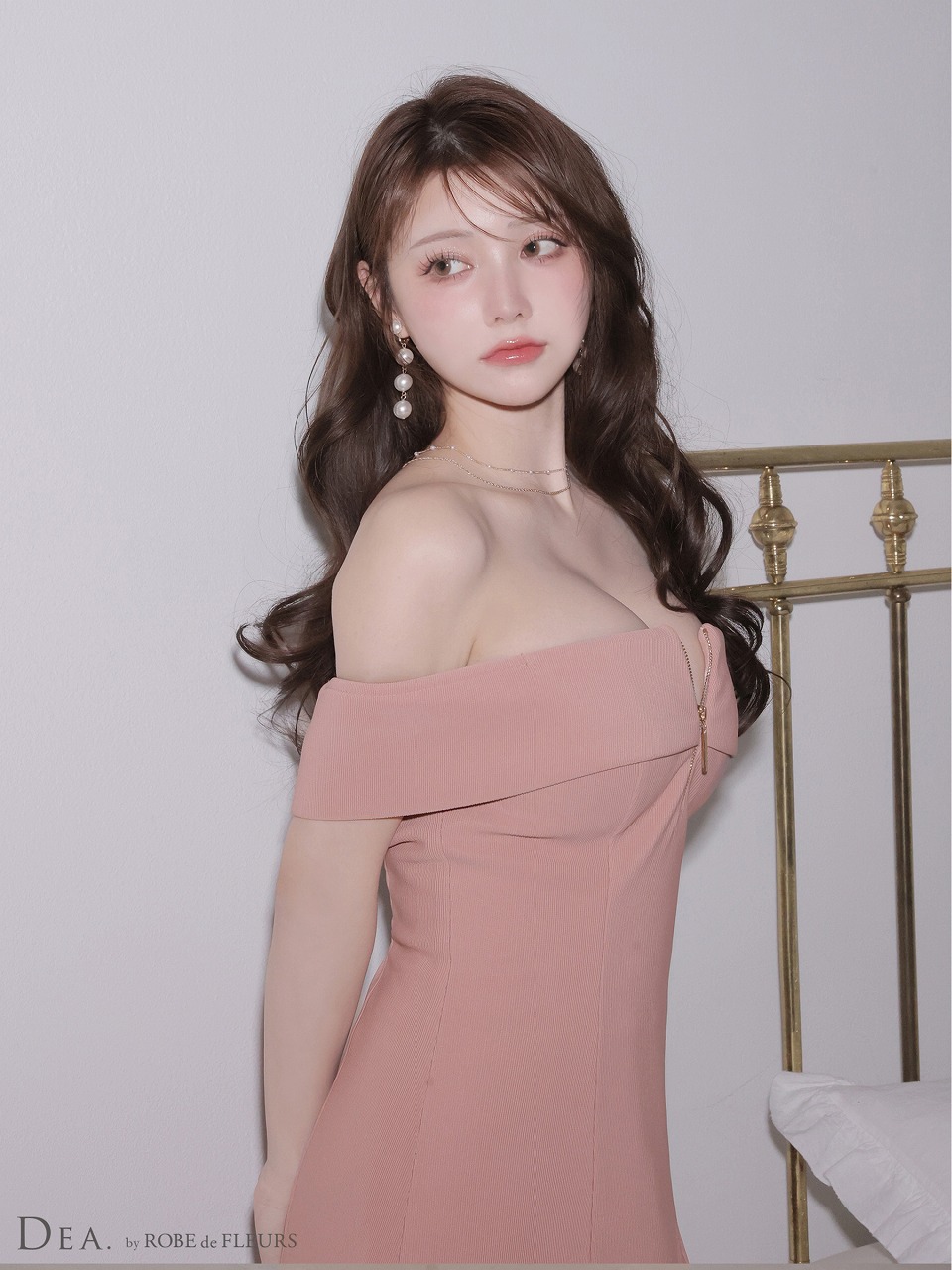 DEA. ディア バイ ローブドフルール バストジップオフショルセットアップフレアミニキャバドレス de4217-c