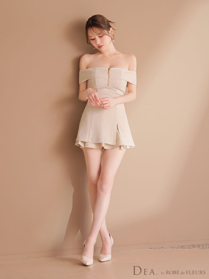 DEA. ディア バイ ローブドフルール バストジップオフショルセットアップフレアミニキャバドレス de4217-c