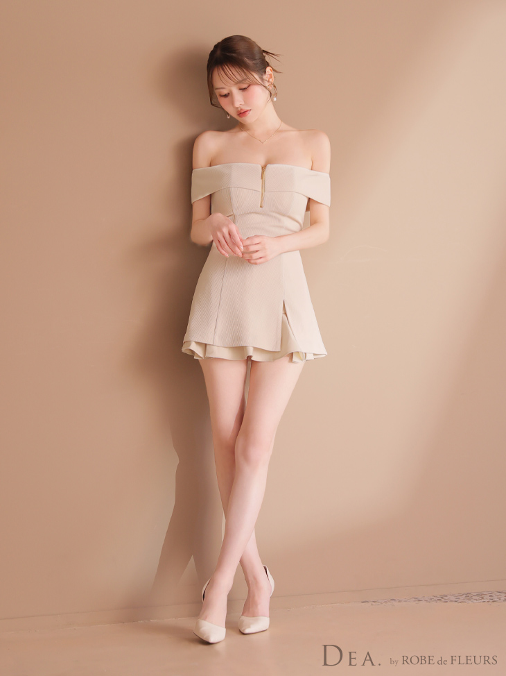 DEA. ディア バイ ローブドフルール バストジップオフショルセットアップフレアミニキャバドレス de4217-c