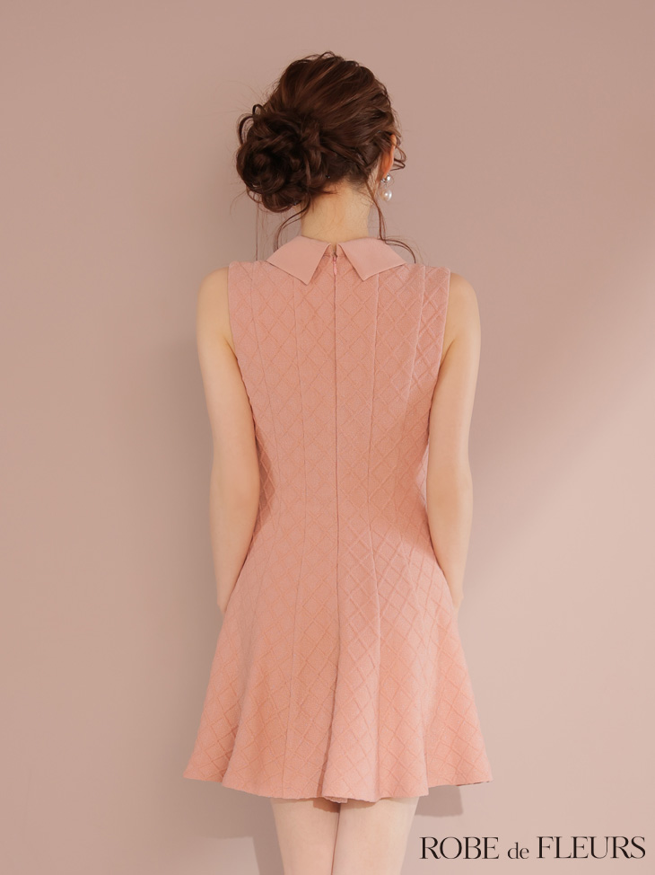 ROBE de FLEURS ローブドフルール 襟付きシンプルラメフレアミニキャバドレス fm4212-c