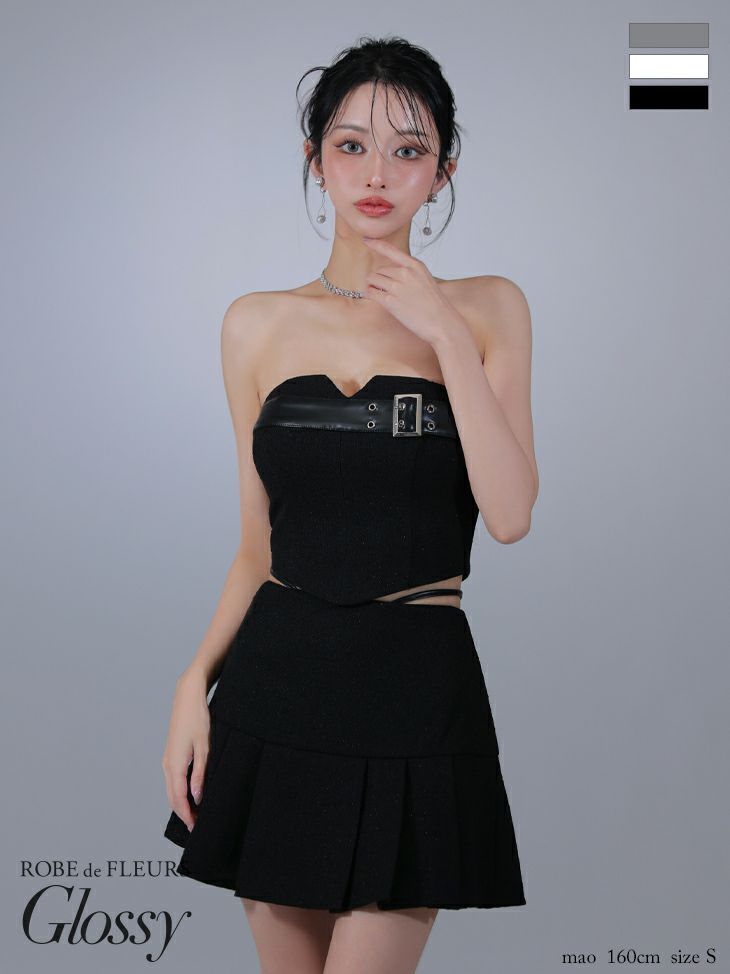 Glossy ローブドフルールグロッシー ベルトトップスセットアップフレアミニキャバドレス gl3393
