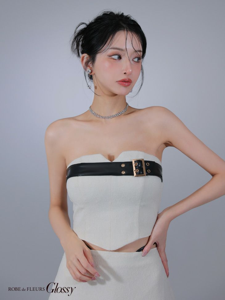 Glossy ローブドフルールグロッシー ベルトトップスセットアップフレアミニキャバドレス gl3393