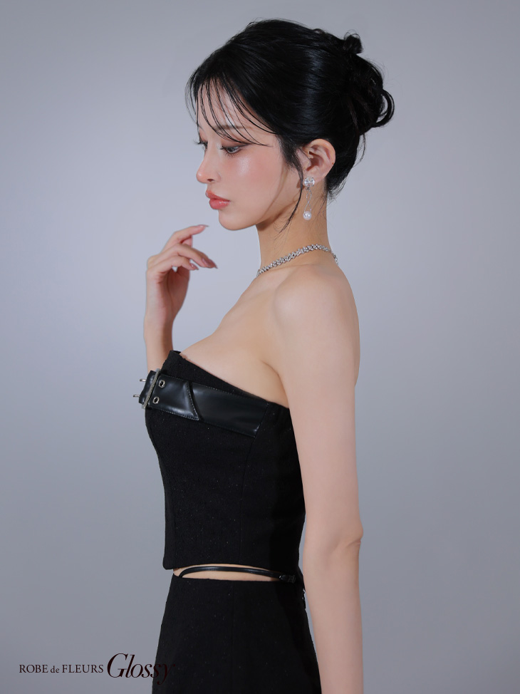 Glossy ローブドフルールグロッシー ベルトトップスセットアップフレアミニキャバドレス gl3393