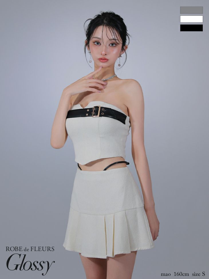 Glossy ローブドフルールグロッシー ベルトトップスセットアップフレアミニキャバドレス gl3393-c