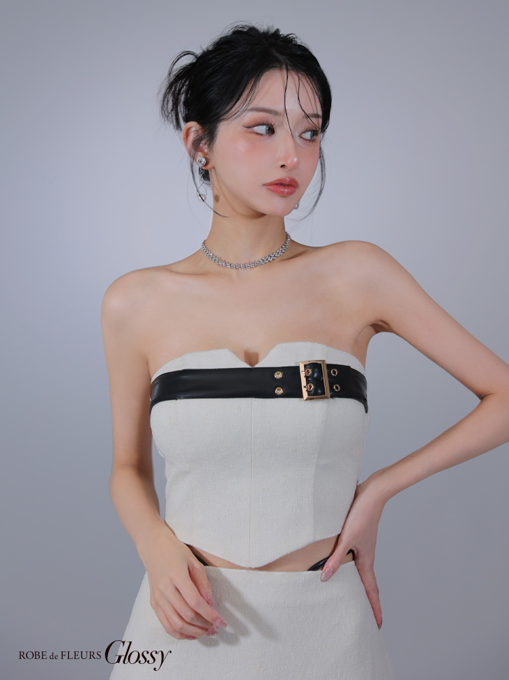 Glossy ローブドフルールグロッシー ベルトトップスセットアップフレアミニキャバドレス gl3393-c