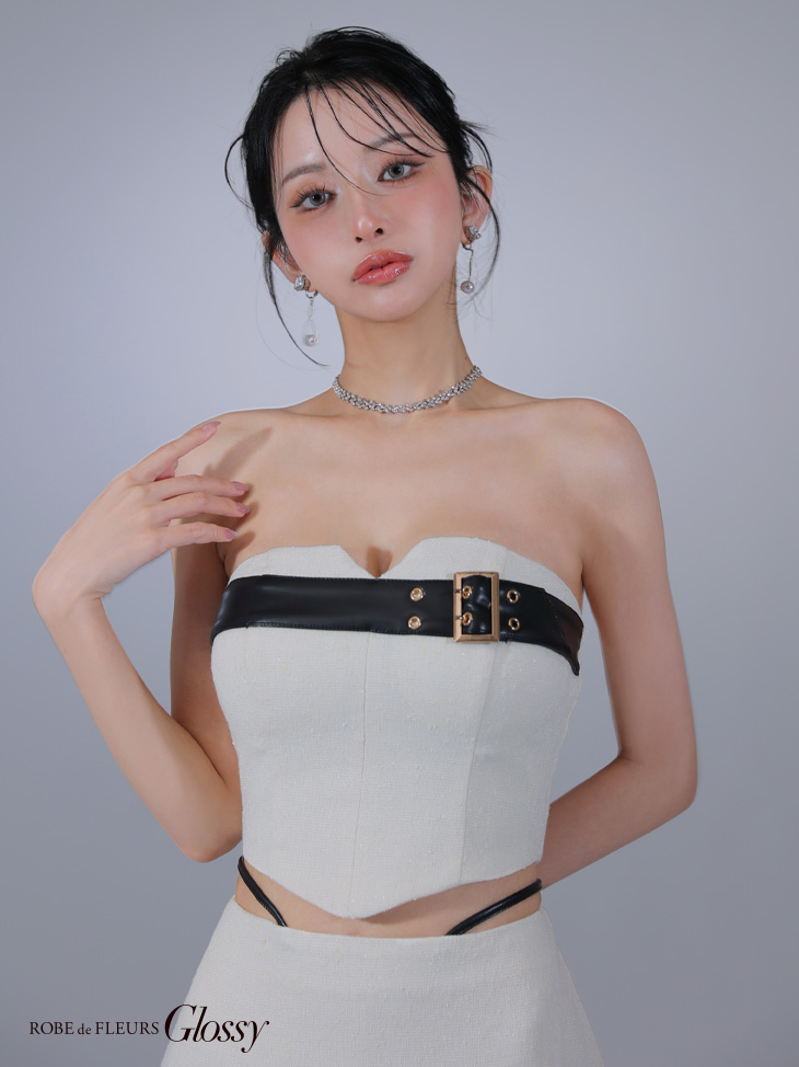 Glossy ローブドフルールグロッシー ベルトトップスセットアップフレアミニキャバドレス gl3393-c