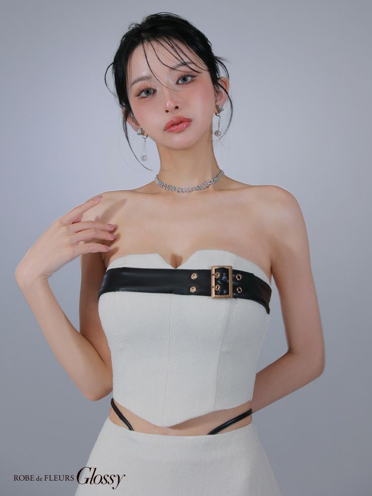Glossy ローブドフルールグロッシー ベルトトップスセットアップフレアミニキャバドレス gl3393-c