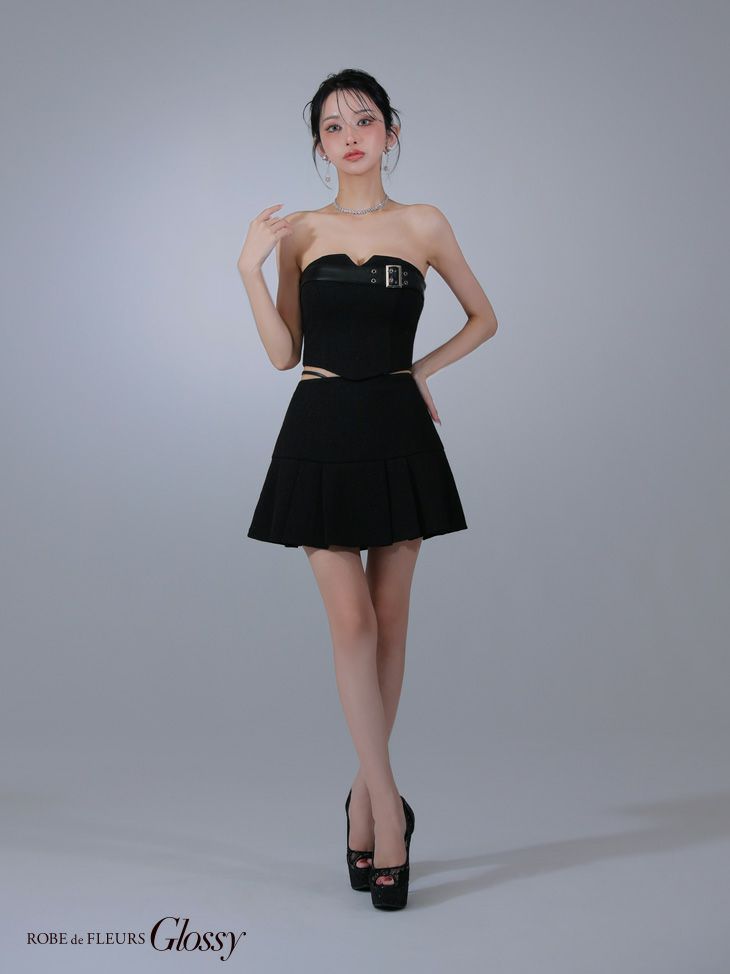 Glossy ローブドフルールグロッシー ベルトトップスセットアップフレアミニキャバドレス gl3393-c