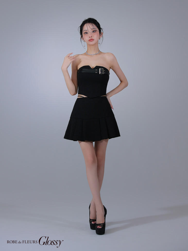 Glossy ローブドフルールグロッシー ベルトトップスセットアップフレアミニキャバドレス gl3393-c