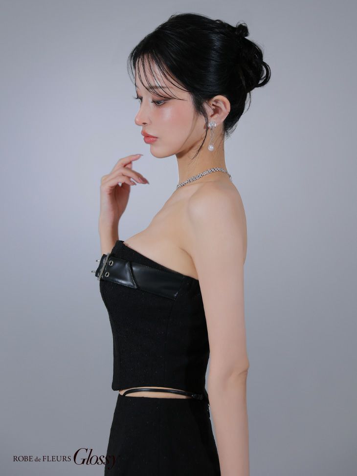 Glossy ローブドフルールグロッシー ベルトトップスセットアップフレアミニキャバドレス gl3393-c