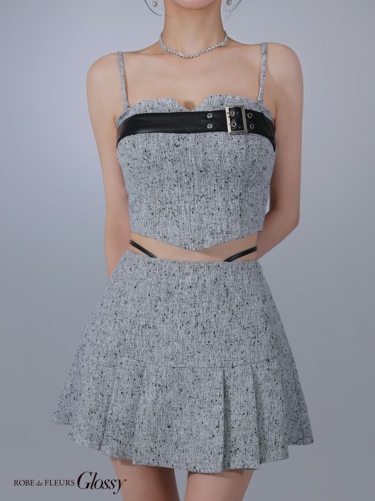 Glossy ローブドフルールグロッシー ベルトトップスセットアップフレアミニキャバドレス gl3393-c