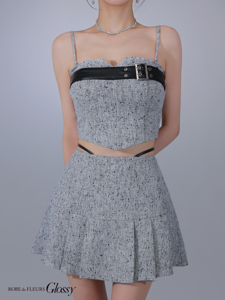 Glossy ローブドフルールグロッシー ベルトトップスセットアップフレアミニキャバドレス gl3393-c