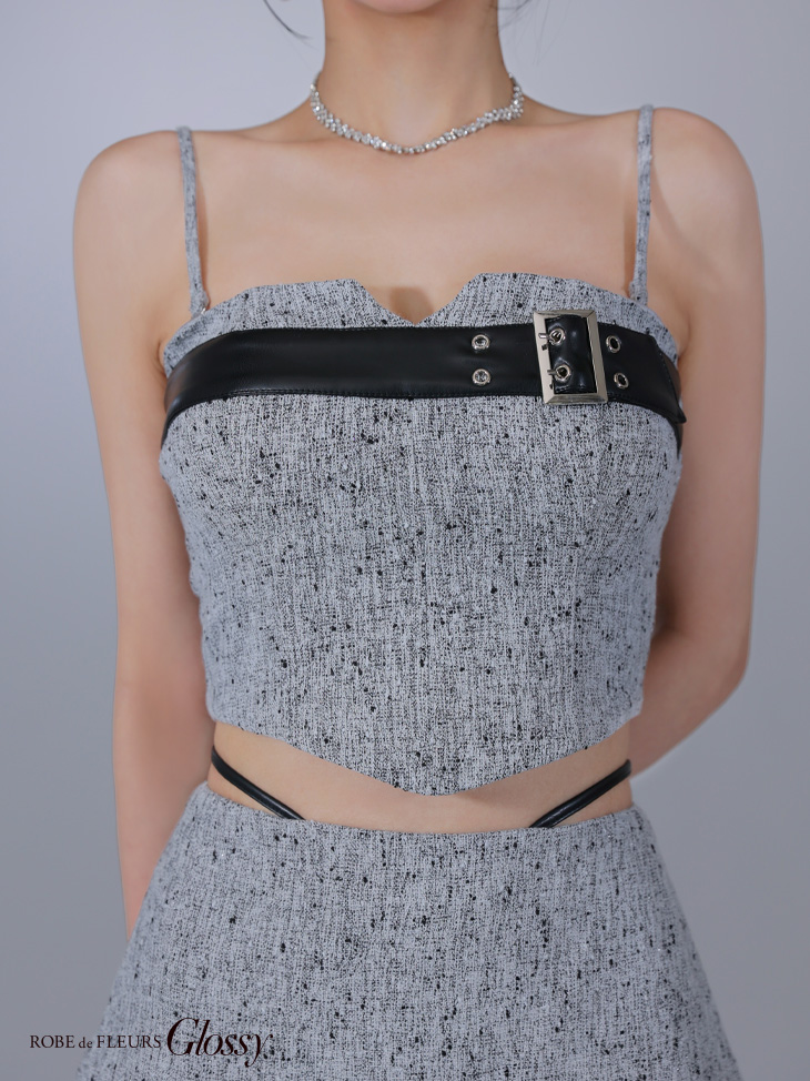 Glossy ローブドフルールグロッシー ベルトトップスセットアップフレアミニキャバドレス gl3393-c