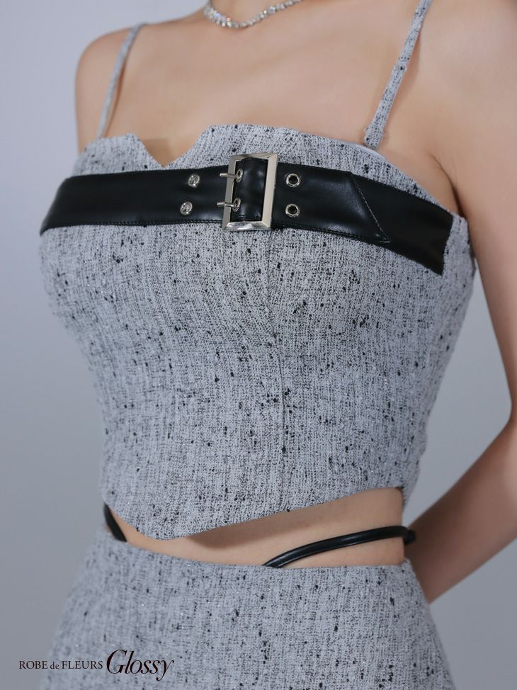 Glossy ローブドフルールグロッシー ベルトトップスセットアップフレアミニキャバドレス gl3393-c