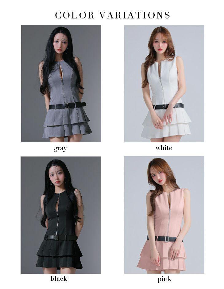 Glossy ローブドフルールグロッシー ベルト付きノースリーブセンタージップフレアミニキャバドレス gl4307