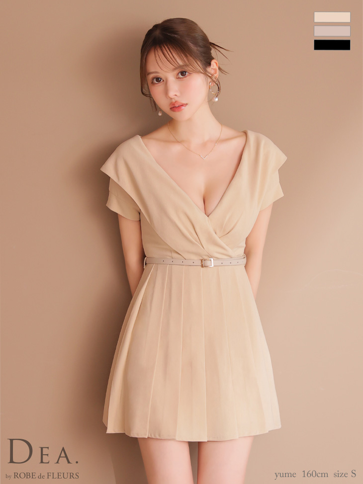 DEA. ディア バイ ローブドフルール オフショルカットベルトフレアミニキャバドレス de3391
