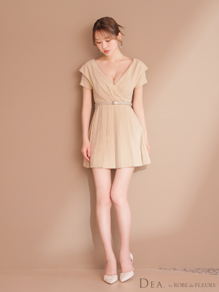 DEA. ディア バイ ローブドフルール オフショルカットベルトフレアミニキャバドレス de3391
