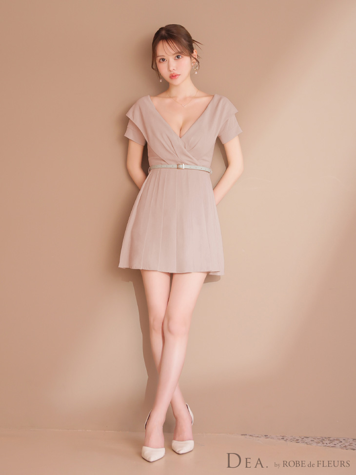 DEA. ディア バイ ローブドフルール オフショルカットベルトフレアミニキャバドレス de3391