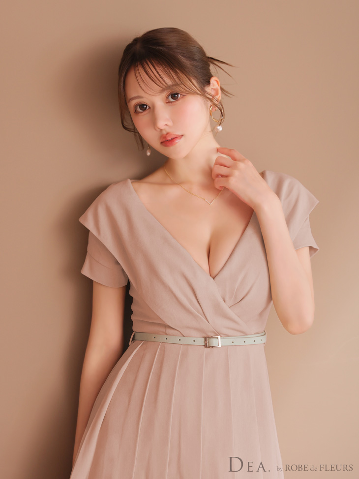 DEA. ディア バイ ローブドフルール オフショルカットベルトフレアミニキャバドレス de3391