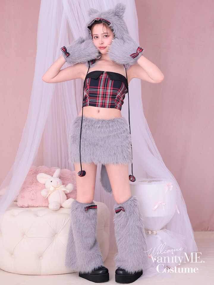 【6点セット】Fluffy Tartan Wolf フラッフィー タータン ウルフ グレー vcsot-23988