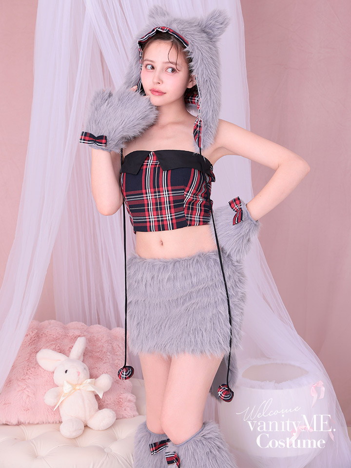 【6点セット】Fluffy Tartan Wolf フラッフィー タータン ウルフ グレー vcsot-23988