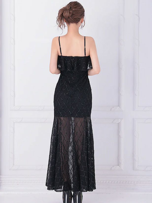 AngelR エンジェルアール バストフリルベアトップメッシュビジュータイトロングドレス ar25848-ks