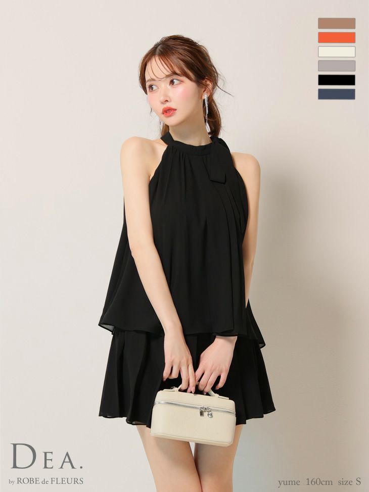 DEA. ディア バイ ローブドフルール サテンシフォンフレアセットアップミニキャバドレス de3372