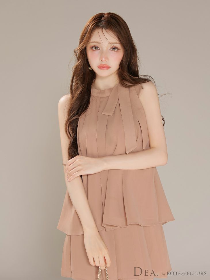 DEA. ディア バイ ローブドフルール サテンシフォンフレアセットアップミニキャバドレス de3372