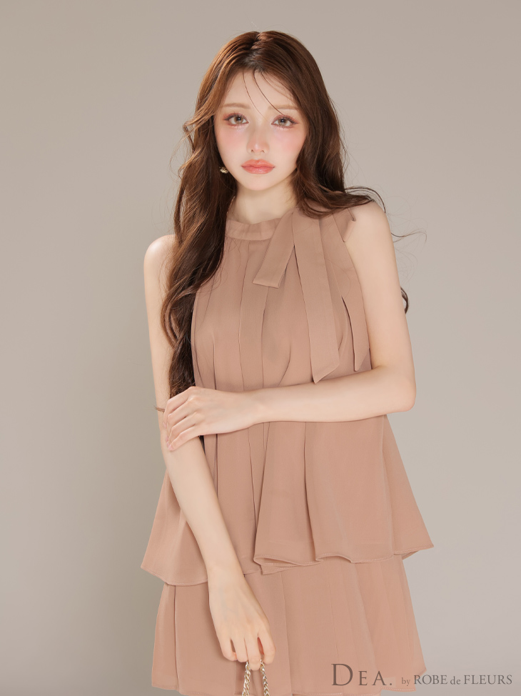 DEA. ディア バイ ローブドフルール サテンシフォンフレアセットアップミニキャバドレス de3372