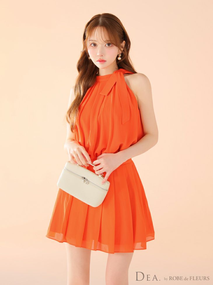 DEA. ディア バイ ローブドフルール サテンシフォンフレアセットアップミニキャバドレス de3372