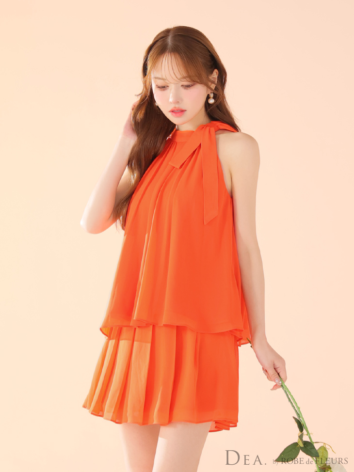DEA. ディア バイ ローブドフルール サテンシフォンフレアセットアップミニキャバドレス de3372