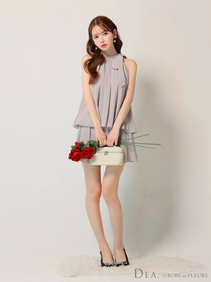 DEA. ディア バイ ローブドフルール サテンシフォンフレアセットアップミニキャバドレス de3372