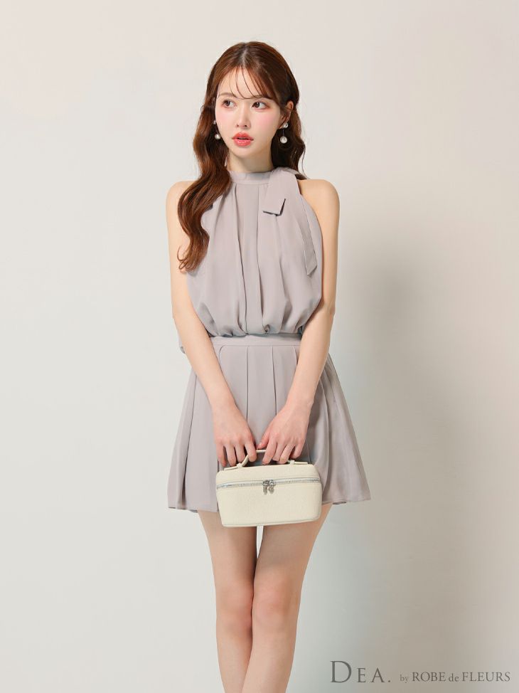 DEA. ディア バイ ローブドフルール サテンシフォンフレアセットアップミニキャバドレス de3372