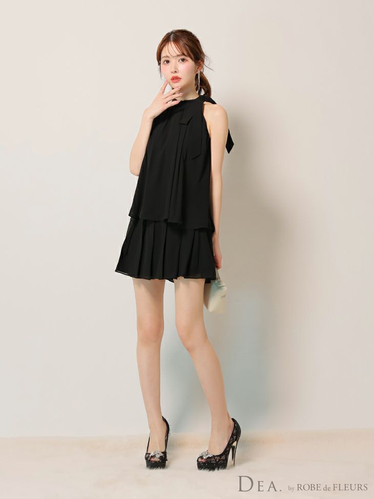 DEA. ディア バイ ローブドフルール サテンシフォンフレアセットアップミニキャバドレス de3372