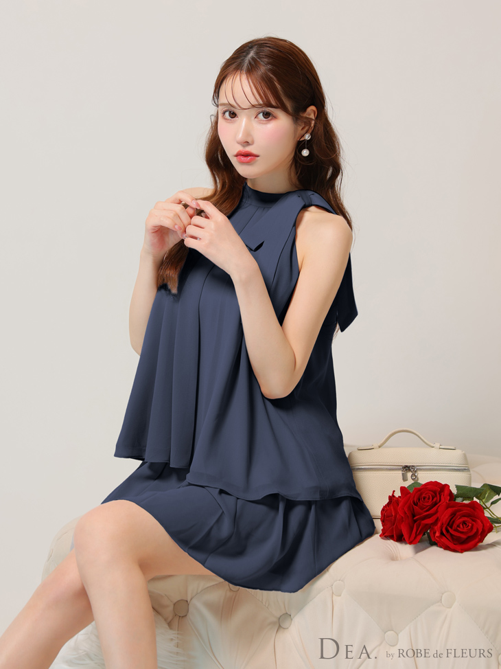 DEA. ディア バイ ローブドフルール サテンシフォンフレアセットアップミニキャバドレス de3372