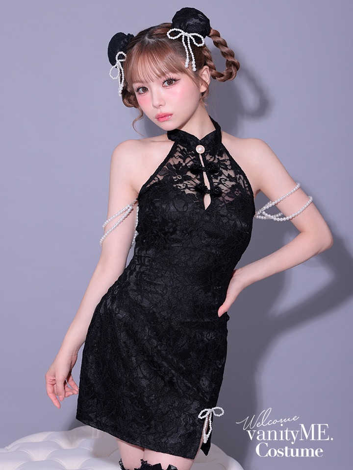 【2点セット】明珠 メイシュ チャイナ ブラック 黒 vcsch-23992-1