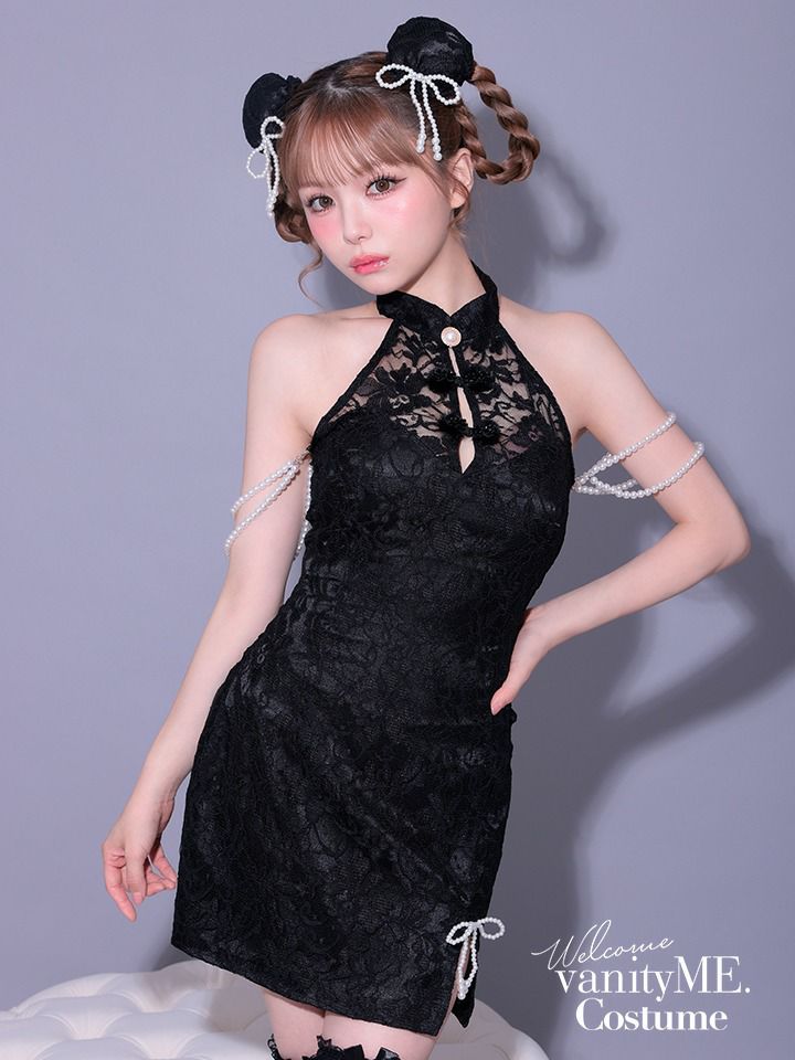 【2点セット】明珠 メイシュ チャイナ ブラック 黒 vcsch-23992-1