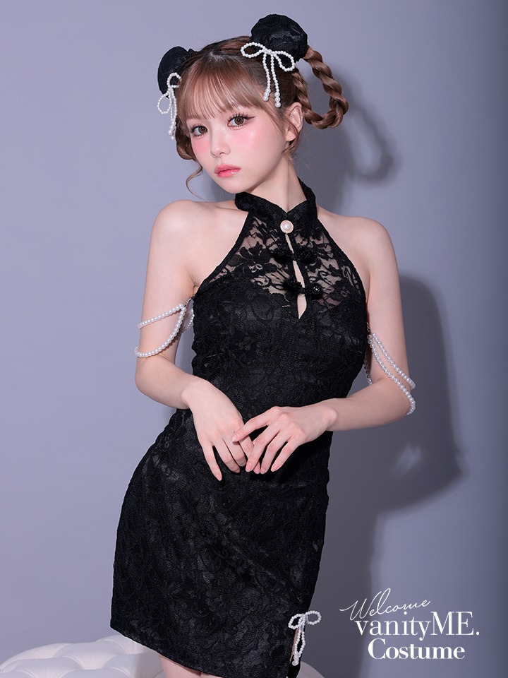 【2点セット】明珠 メイシュ チャイナ ブラック 黒 vcsch-23992-1