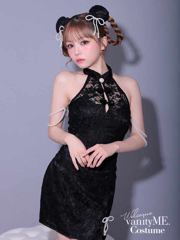 【2点セット】明珠 メイシュ チャイナ ブラック 黒 vcsch-23992-1