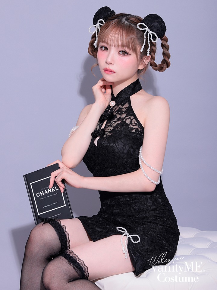 【2点セット】明珠 メイシュ チャイナ ブラック 黒 vcsch-23992-1