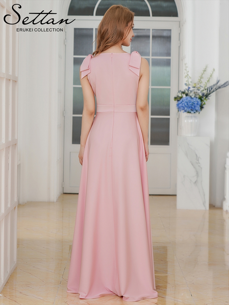 ERUKEI エルケイ Vネック・ノースリーブ・シンプル・サテン・上品・肩