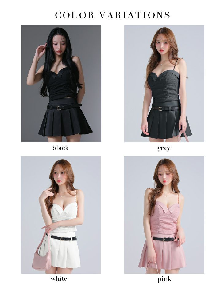 Glossy ローブドフルールグロッシー ベルト付きハートカットセットアッププリーツミニキャバドレス gl4219