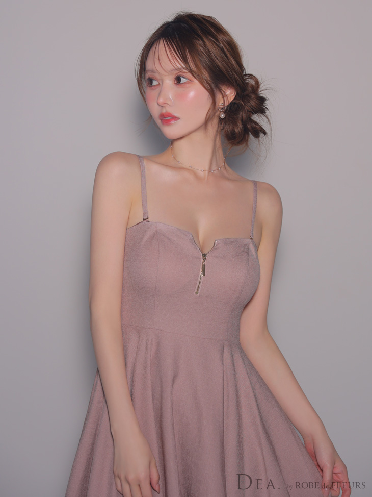 DEA. ディア バイ ローブドフルール チュールレイヤードセンタージップフレアロングキャバドレス de3469-c